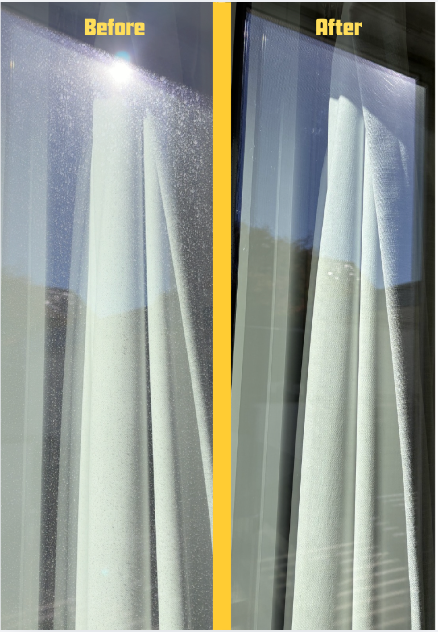 Before and after residential window cleaning result